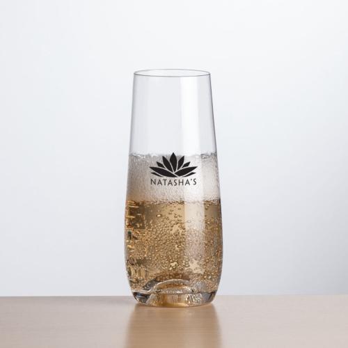 Corporate Gifts - Barware - Champagne Flutes - Edderton Stemless Flute - Imprinted 7.5oz