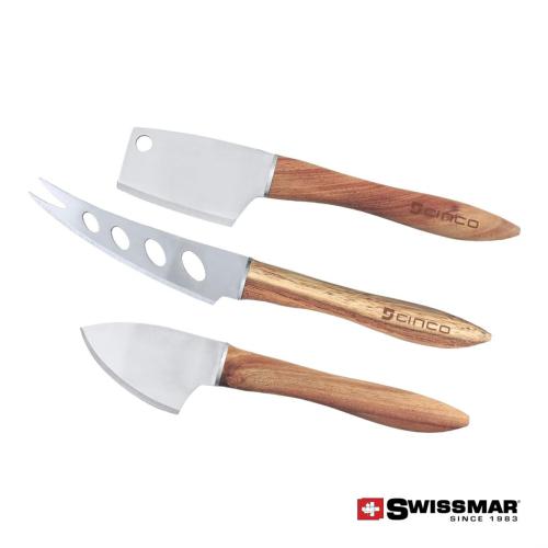 Promotional Productions - Housewares - Cheese Knives - Swissmar® Acacia Handle Cheese Knife Set - 3pc 