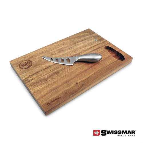 Promotional Productions - Housewares - Cutting Boards - Swissmar® Acacia Cutting Board & Cheese Knife Set 
