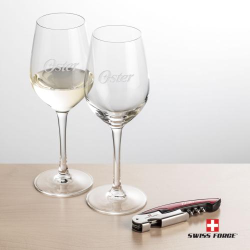 Corporate Gifts - Barware - Gift Sets - Swiss Force® Opener & 2 Lethbridge Wine