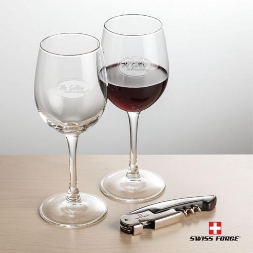 Corporate Gifts - Barware - Gift Sets - Swiss Force® Opener & 2 Connoisseur Wine