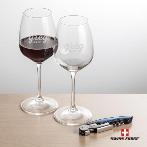 Corporate Gifts - Barware - Gift Sets - Swiss Force® Opener & 2 Oldham Wine