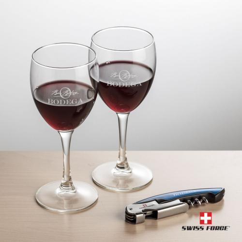 Corporate Gifts - Barware - Gift Sets - Swiss Force® Opener & 2 Carberry Wine