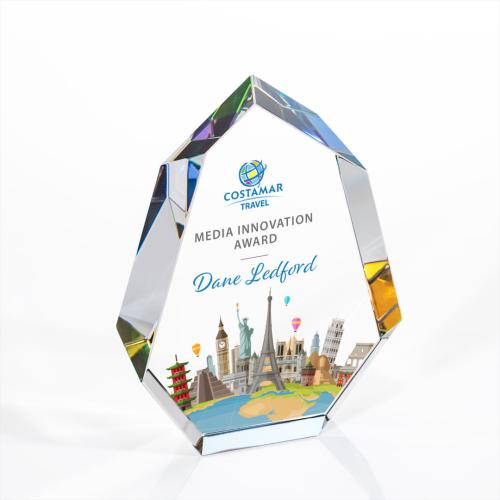 Awards and Trophies - Norwood Full Color Multi-Color Polygon Crystal Award