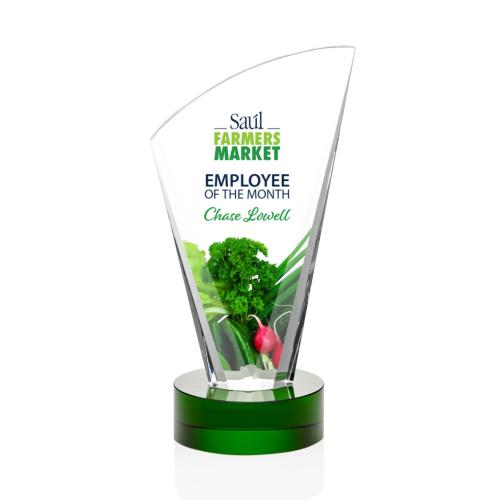 Awards and Trophies - Brampton Full Color Green Peaks Crystal Award