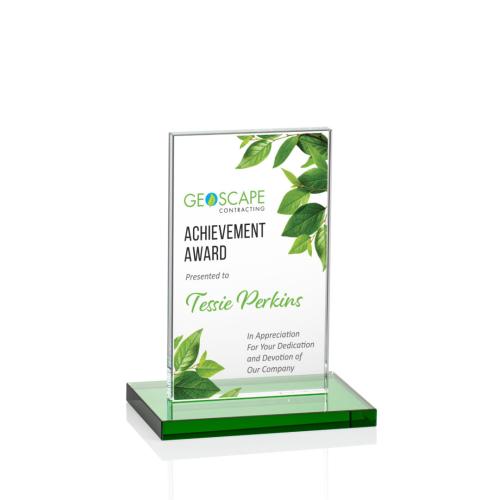 Awards and Trophies - Heathrow Full Color Green Crystal Award