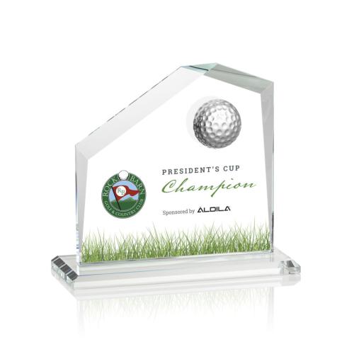 Awards and Trophies - Andover Full Color Golf Clear Peaks Crystal Award