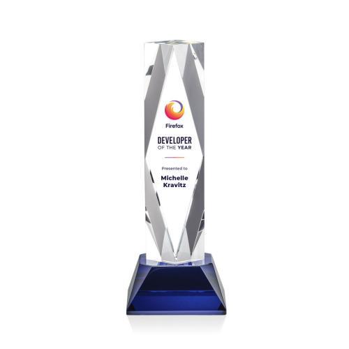 Awards and Trophies - President Full Color Blue on Base Towers Crystal Award