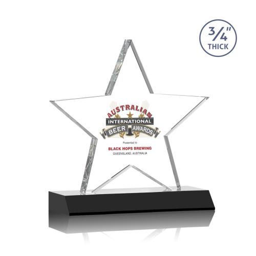 Awards and Trophies - Chippendale Full Color Black Star Crystal Award