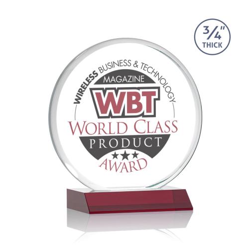 Awards and Trophies - Blackpool Full Color Red Circle Crystal Award