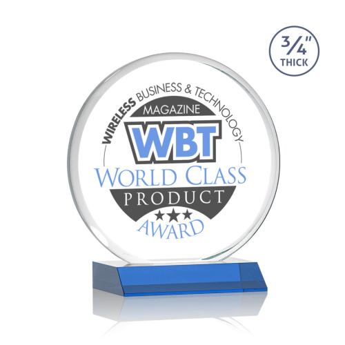 Awards and Trophies - Blackpool Full Color Sky Blue Circle Crystal Award