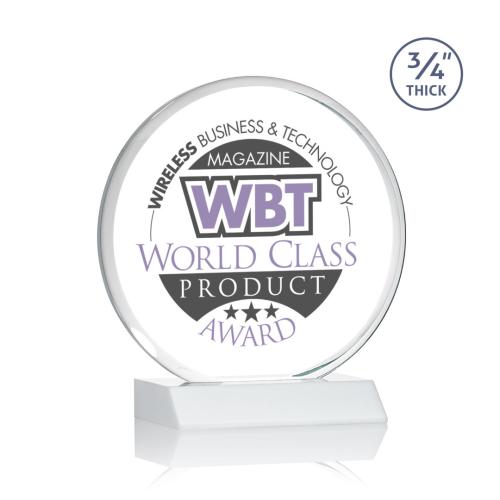 Awards and Trophies - Blackpool Full Color White Circle Crystal Award