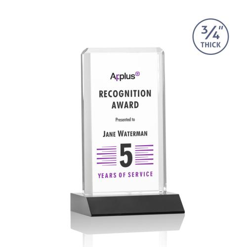 Awards and Trophies - Full Color Imprint - Southport Full Color Black Rectangle Crystal Award