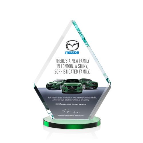 Awards and Trophies - Canton Full Color Green  Diamond Crystal Award
