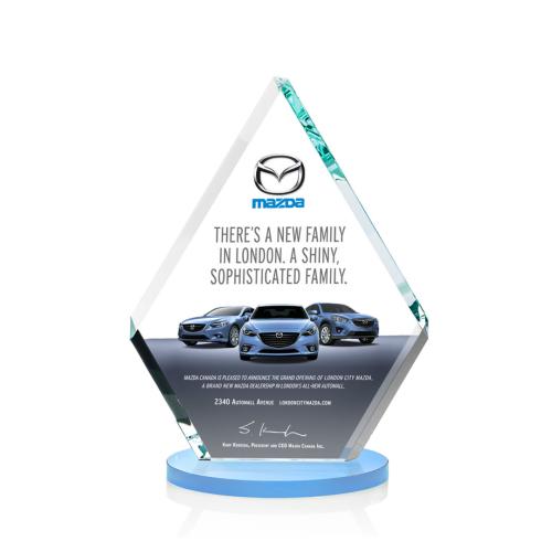 Awards and Trophies - Canton Full Color Sky Blue Diamond Crystal Award