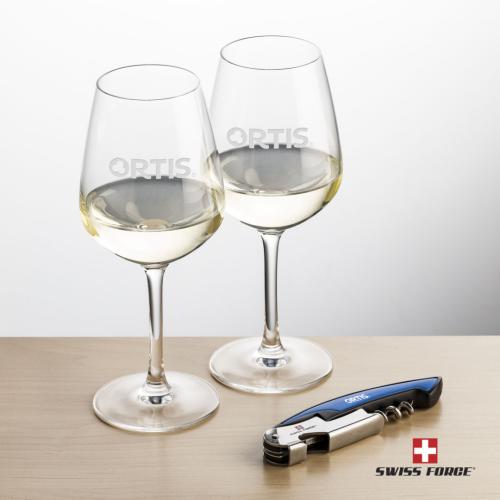 Corporate Gifts - Barware - Gift Sets - Swiss Force® Opener & 2 Mandelay Wine