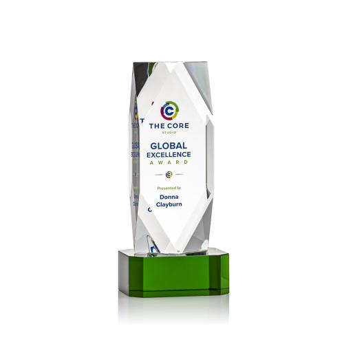 Awards and Trophies - Delta Full Color Green on Base Towers Crystal Award