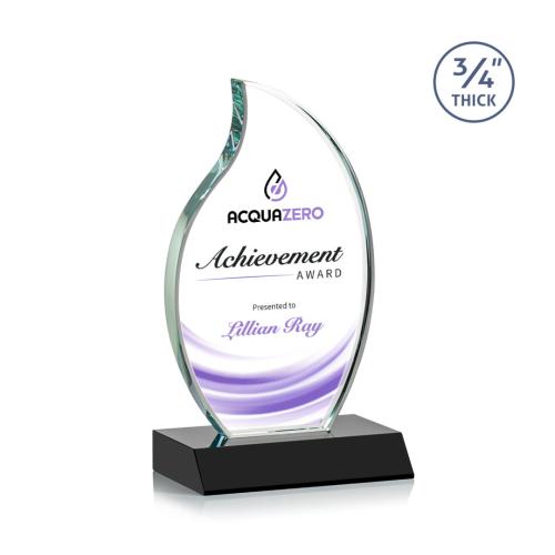 Awards and Trophies - Croydon Full Color Black Flame Crystal Award