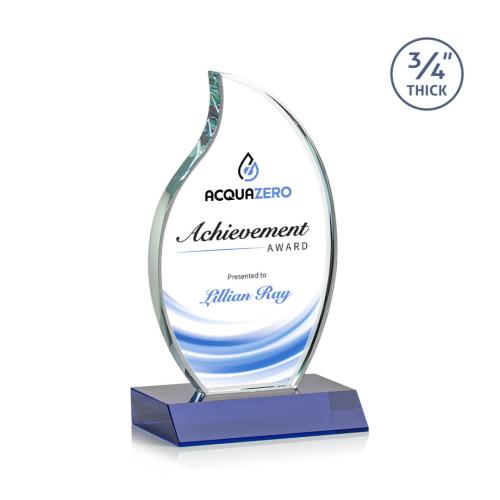 Awards and Trophies - Croydon Full Color Blue Flame Crystal Award