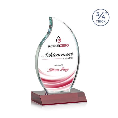 Awards and Trophies - Croydon Full Color Red Flame Crystal Award
