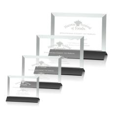 Employee Gifts - Rainsworth Jade/Black (Horizontal) Rectangle Glass Award