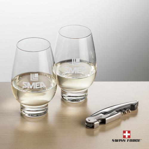 Corporate Gifts - Barware - Gift Sets - Swiss Force® Opener & 2 Glenarden Wine