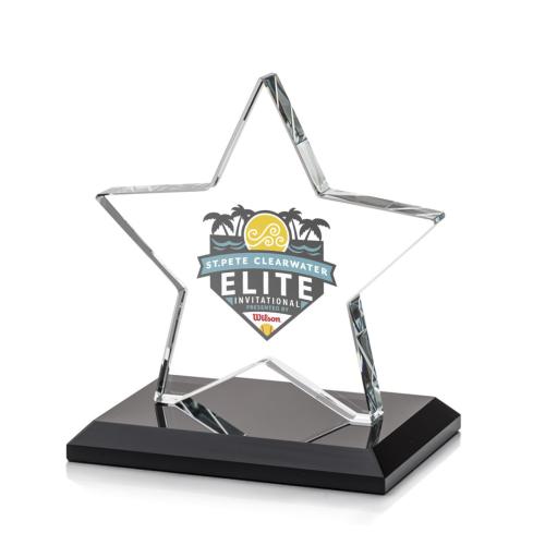Awards and Trophies - Sudbury Full Color Black Star Crystal Award