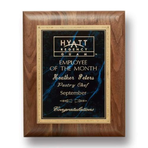 Awards and Trophies - Plaque Awards - Gemstone Walnut Plaque - Walnut/Lapis
