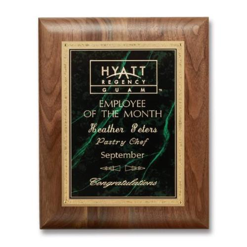 Awards and Trophies - Plaque Awards - Gemstone Walnut Plaque - Walnut/Verdi