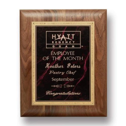 Awards and Trophies - Plaque Awards - Gemstone Walnut Plaque - Walnut/Garnetine