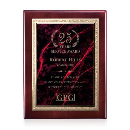 Awards and Trophies - Plaque Awards - Gemstone Rosewood Plaque - Rosewood/Garnetine