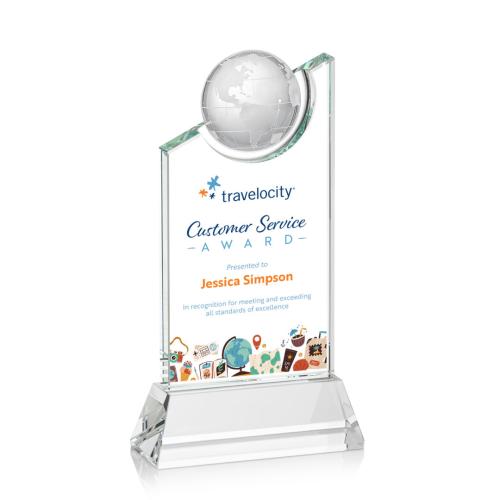 Awards and Trophies - Brixton Full Color Globe Crystal Award