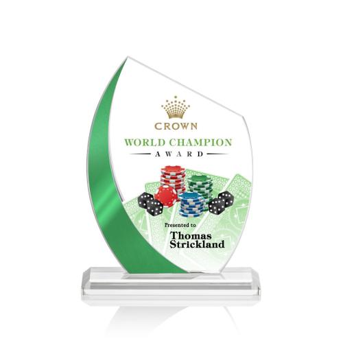 Awards and Trophies - Wadebridge Full Color Green Peaks Crystal Award