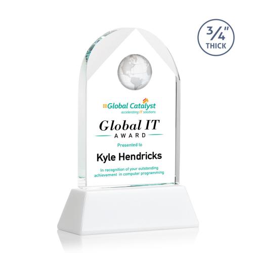 Awards and Trophies - Blake Full Color White on Newhaven Globe Crystal Award