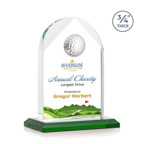 Awards and Trophies - Blake Golf Full Color Green Globe Crystal Award