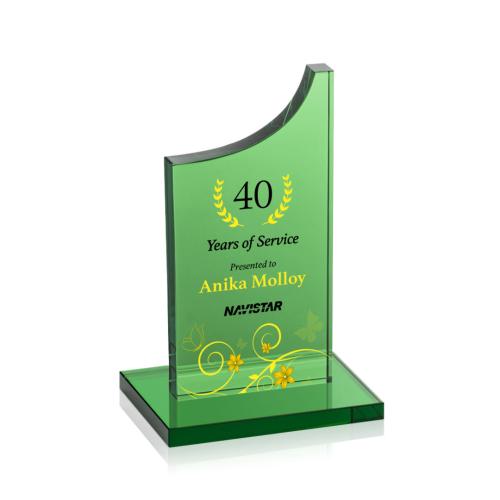 Awards and Trophies - Berratini  Full Color Green Peaks Crystal Award