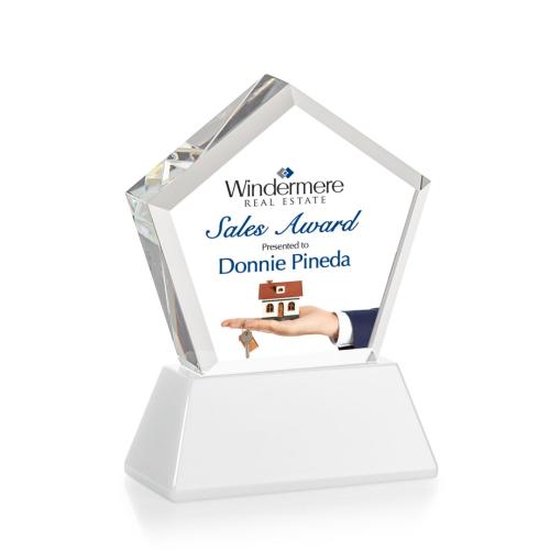 Awards and Trophies - Genosee Full Color Whiteon Base Polygon Crystal Award