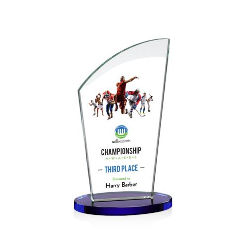 Awards and Trophies - Tomkins Full Color Blue Peaks Crystal Award