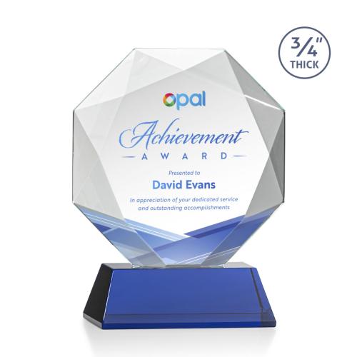 Awards and Trophies - Bradford Full Color Blue on Newhaven Polygon Crystal Award