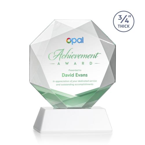 Awards and Trophies - Bradford Full Color White on Newhaven Polygon Crystal Award