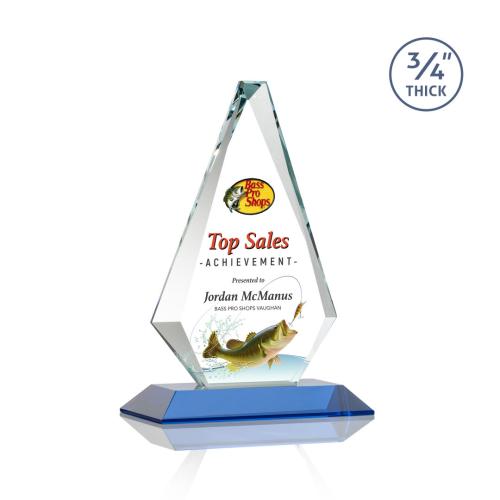 Awards and Trophies - Windsor Full Color Sky Blue Diamond Crystal Award