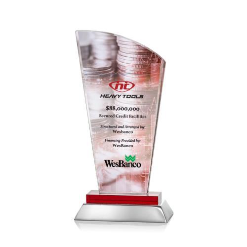 Awards and Trophies - Hansen Full Color Red Peaks Crystal Award