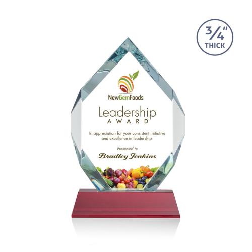 Awards and Trophies - Royal Diamond Full Color Red on Newhaven Polygon Crystal Award