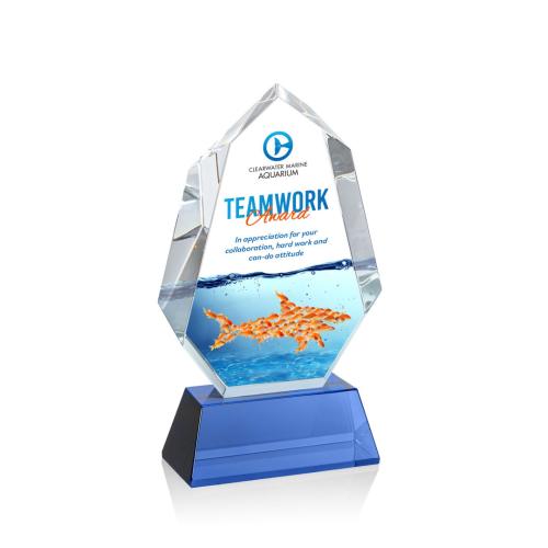 Awards and Trophies - Norwood Full Color Blue on Newhaven Polygon Crystal Award