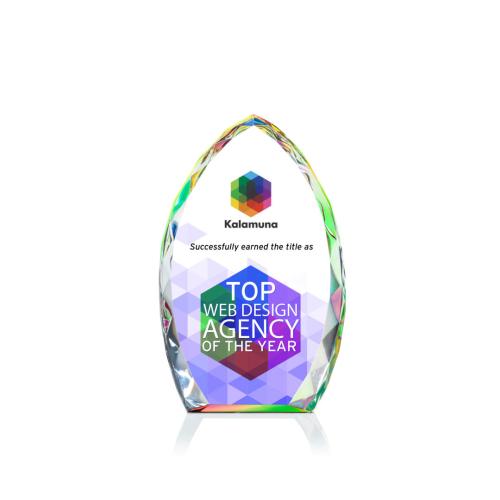 Awards and Trophies - Wilton Full Color Multi-Color Peaks Crystal Award