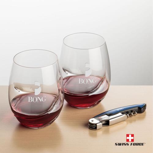 Corporate Gifts - Barware - Gift Sets - Swiss Force® Opener & 2 Bartolo Stemless