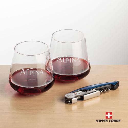 Corporate Gifts - Barware - Gift Sets - Swiss Force® Opener & 2 Cannes Stemless