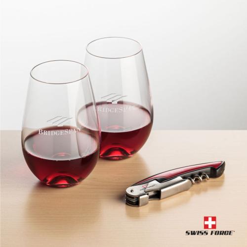 Corporate Gifts - Barware - Gift Sets - Swiss Force® Opener & 2 Boston Stemless