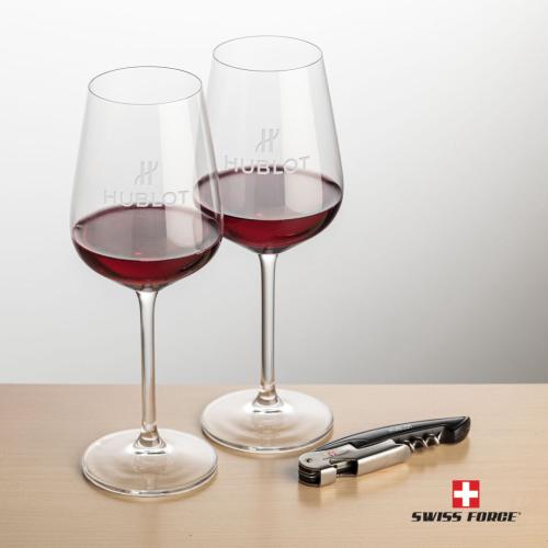 Corporate Gifts - Barware - Gift Sets - Swiss Force® Opener & 2 Elderwood Wine