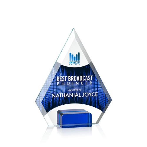 Awards and Trophies - Charlotte Full Color Blue Diamond Crystal Award